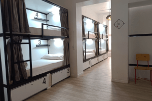 12-bed shared room with private bathroom at Way Hostel Madrid, renowned for its cleanliness, comfort, and quality facilities.