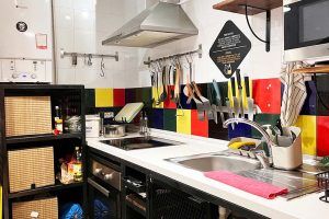 Our fully equipped communal kitchen with oven and cooking utensils