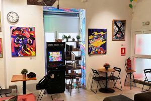 Entertainment room with television and games at Way Hostel Madrid, ideal for backpackers to share