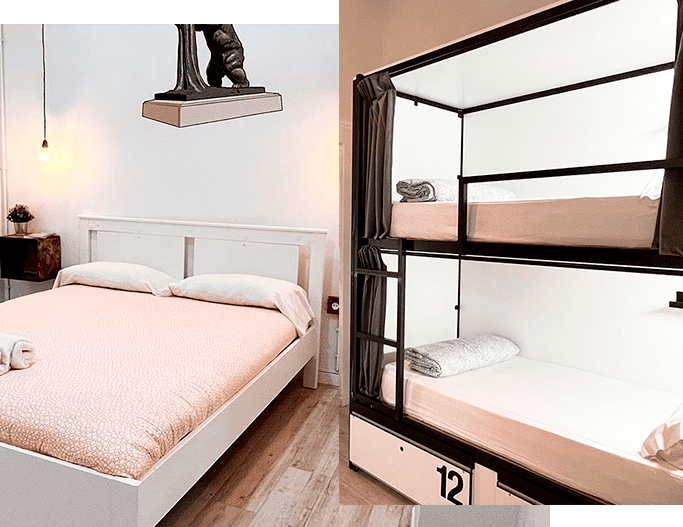 Shared and private rooms with a modern and functional design
